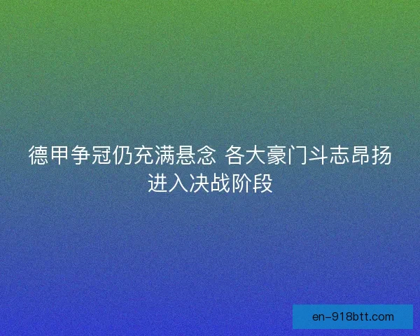 德甲争冠仍充满悬念 各大豪门斗志昂扬进入决战阶段